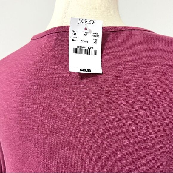 NWT J. Crew Mercantile Slub Knit Long Sleeve Top Blouse Silky Hem XS Rose Mauve - Picture 5 of 10